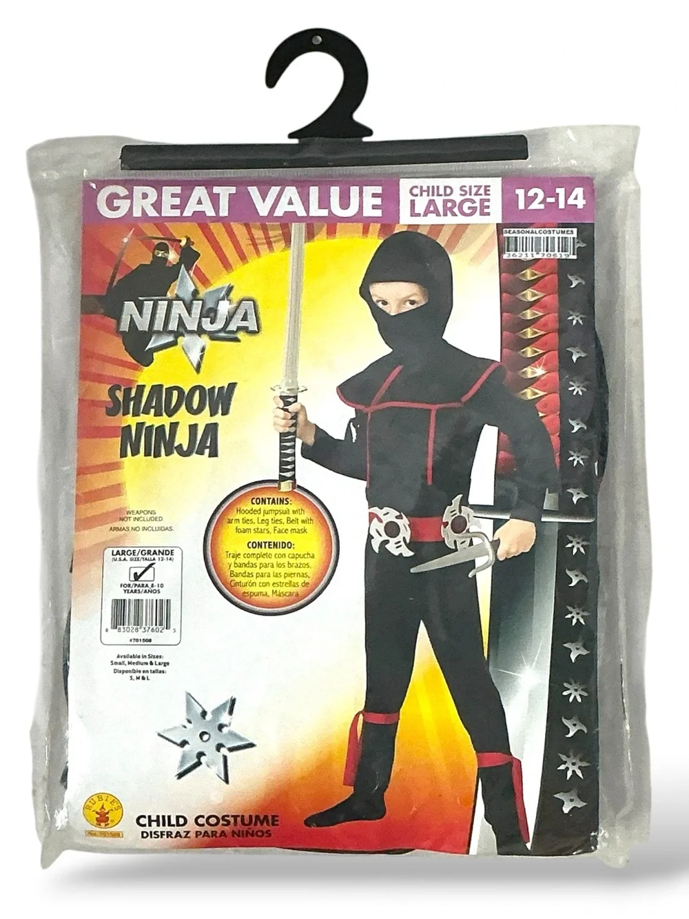 Ninja Warrior Halloween Costume Complete Cosplay Play Set NEW Kids 12-14  Large